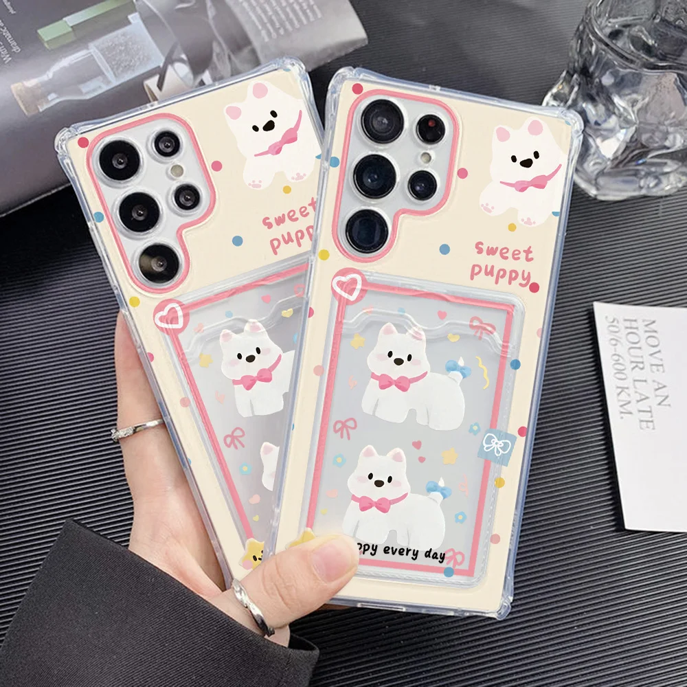 Titular do cartão animal caso de telefone para samsung galaxy s25 ultra a56 5g a55 a54 a53 s24 fe s23 s22 plus a52 silicone macio funda capa