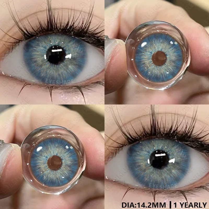 EYESHARE 1 пара цветных контактных линз по рецепту, зеленые линзы для близорукости, серые линзы для зрачков, натуральные контактные линзы для глаз