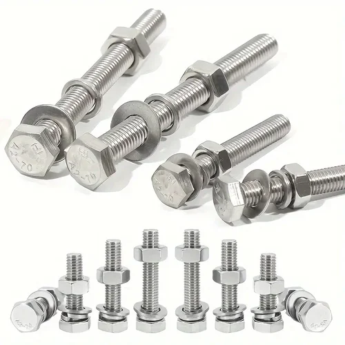 Imagen 2 del producto 176/620pcs304 Acero inoxidable M4/M5/M6/M8/M10 Kit combinado de tuercas y pernos hexagonales de alta resistencia arandela plana arandela de resorte