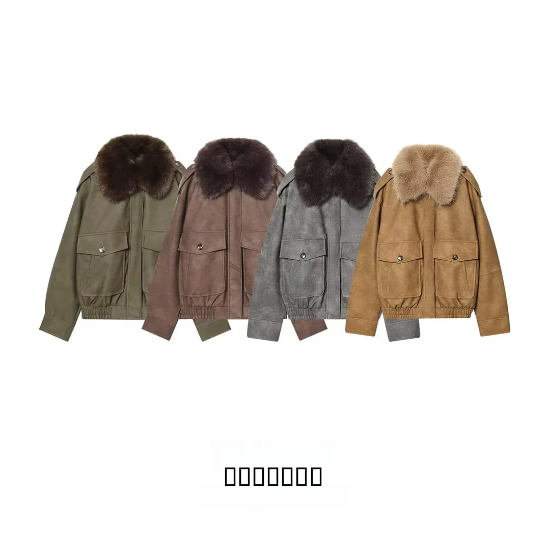 

KASLEAD New Women's Faion Street Sle Loose Coat with Large Fur Collar Four Colors Available Winter Long Sve Zipper