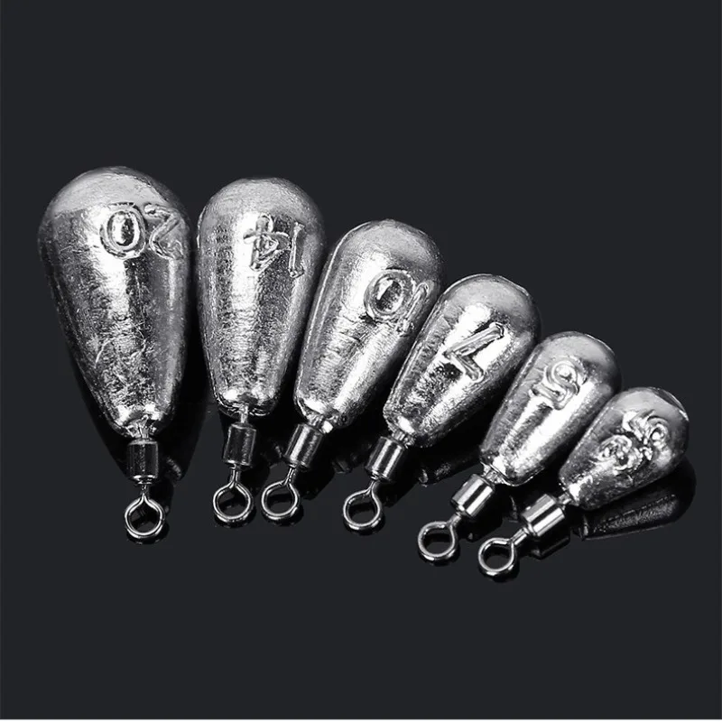 10pcs American-Style Swivel Free Rig Reverse-Mounted Lead Spinning Swivel Sliding Lead Teardrop Lead Reverse-Mounted Lead
