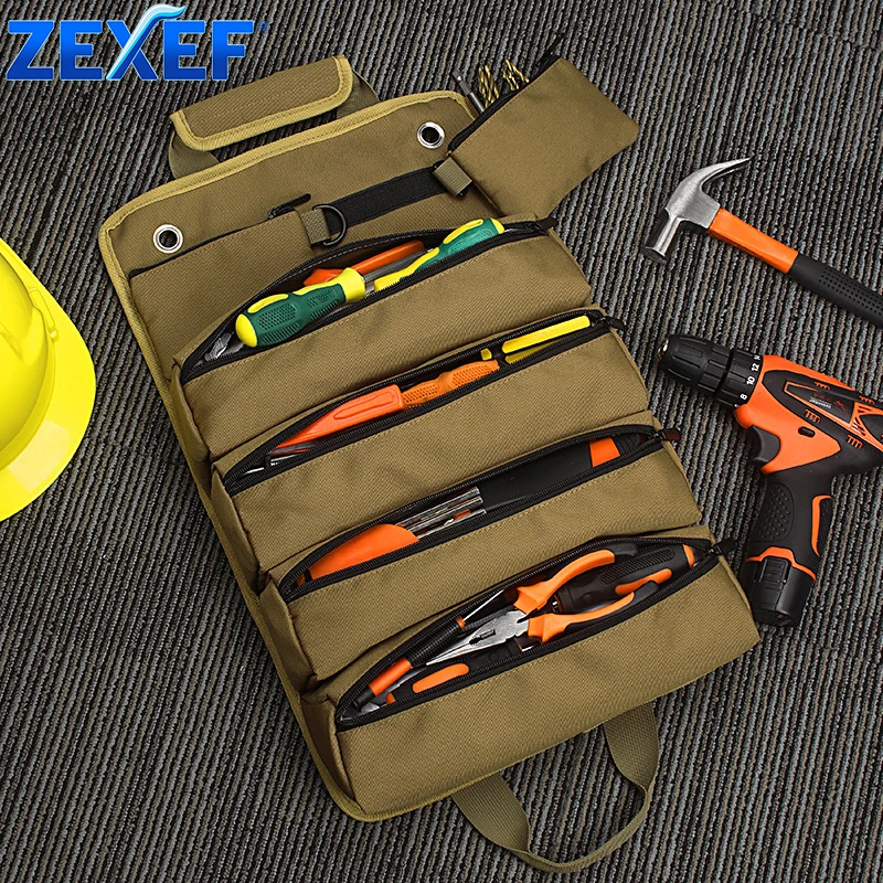 

ZEXEF Многоцелевая сумка для инструментов для оборудования Профессиональная рулонная портативная сумка для хранения с несколькими карманами Рулонная водонепроницаемая сумка для хранения