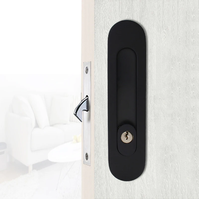 European Embedded Invisible Pocket Sliding Door Locks Wood Barn Kitchen Balcony Sliding Door Hook Locks for 40~56mm Thickness