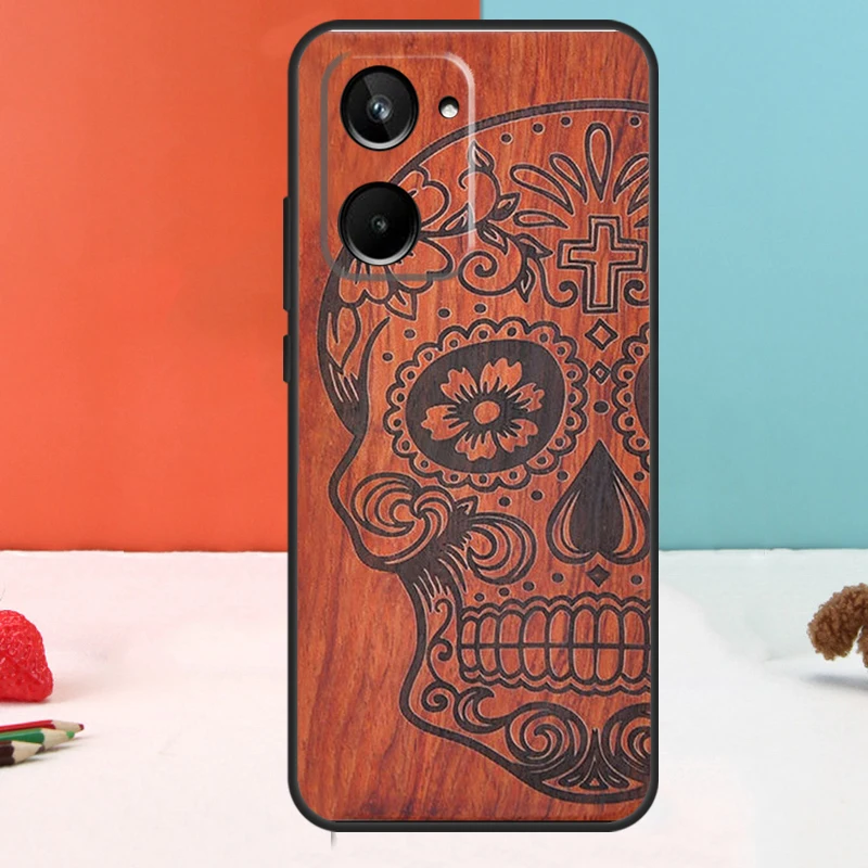 Bamboo Wood Pattern Skull Print For Realme 12 11 Pro Plus 10 Pro GT5 GT3 C55 C53 C51 C33 C31 C30 C25s C21Y C15 GT Neo5 Case