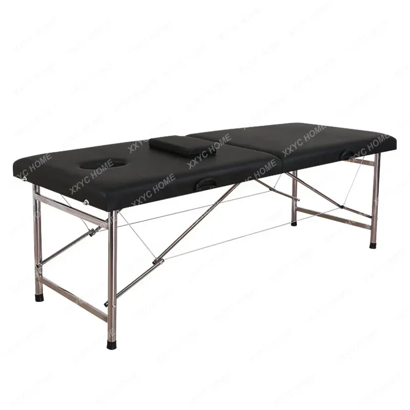 

Stainless Steel Massage Couch Portable Parallel Bars Reinforced Massage Moxibustion Fire Therapy Bed Folding Portable Facial Bed