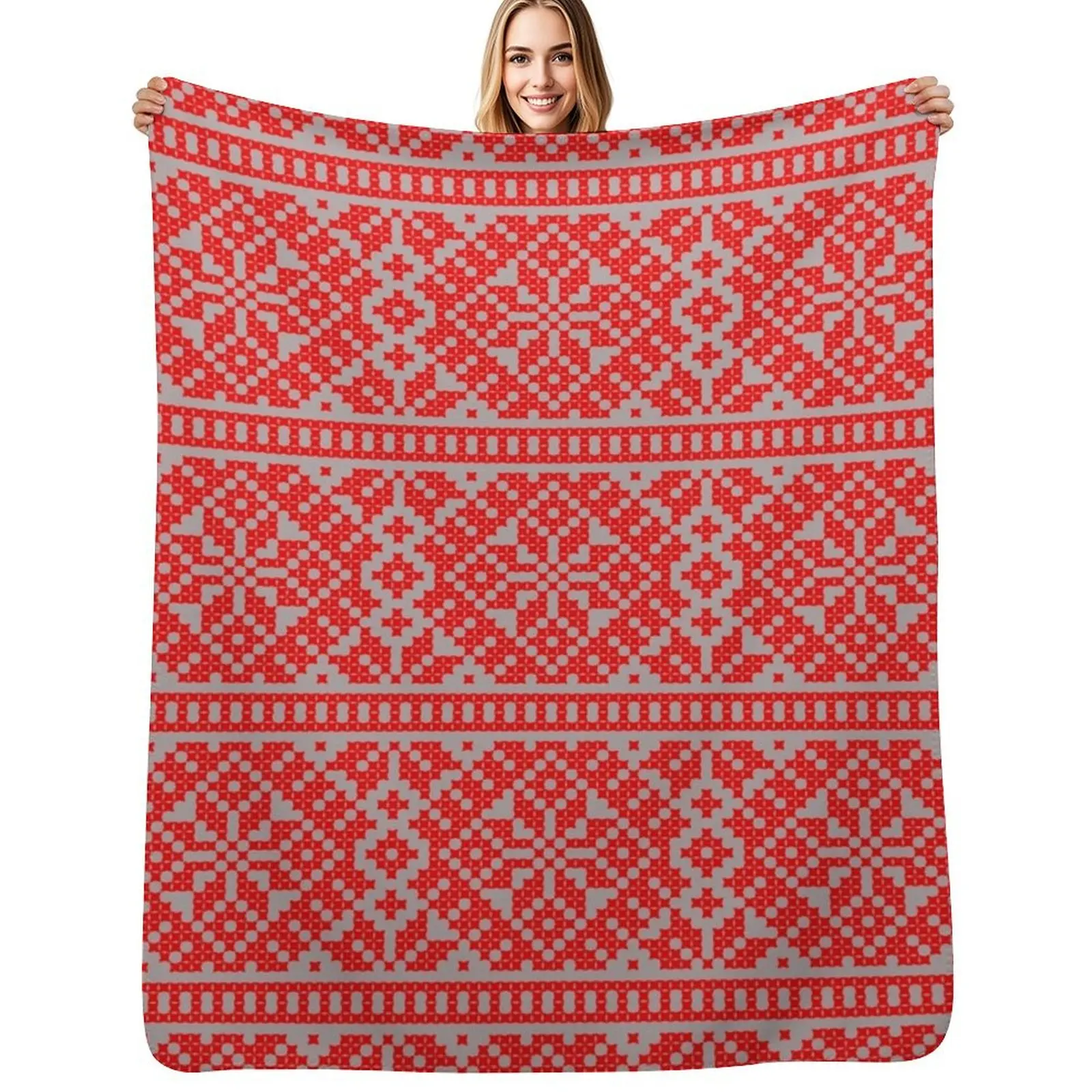 Ukrainian Embroidery Vyshyvanka Throw Blanket Modern Design Soft Blanket for Home Decor