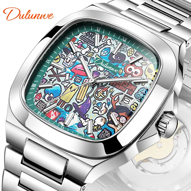 

Durranway large dial square foreign explosion graffiti surface automatic mechanical watch
