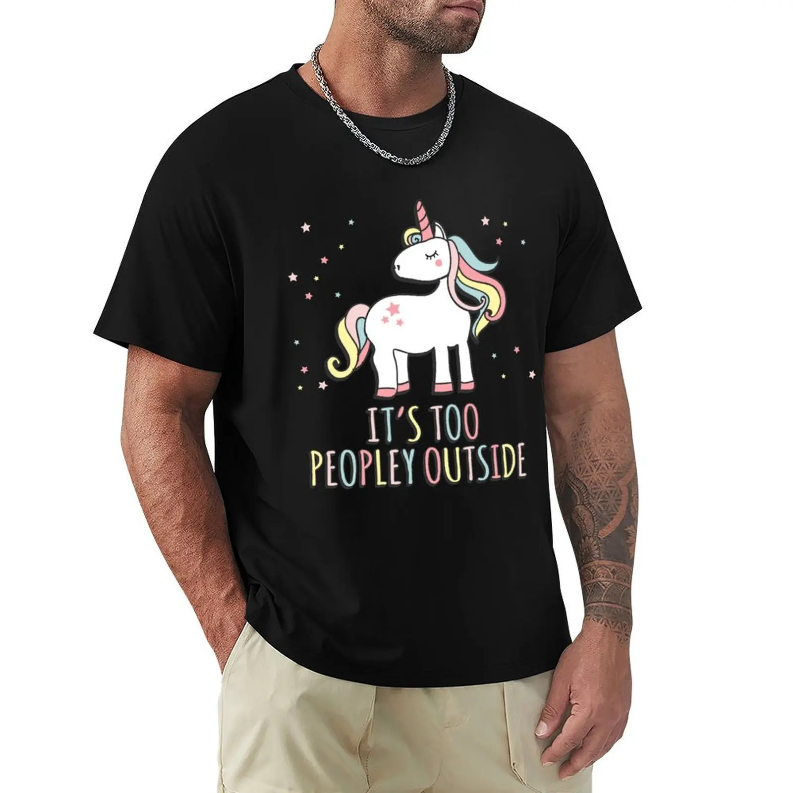 It's Too Peopley Outside Unicorn T-Shirt new edition vintage anime shirt tops mens workout shirts