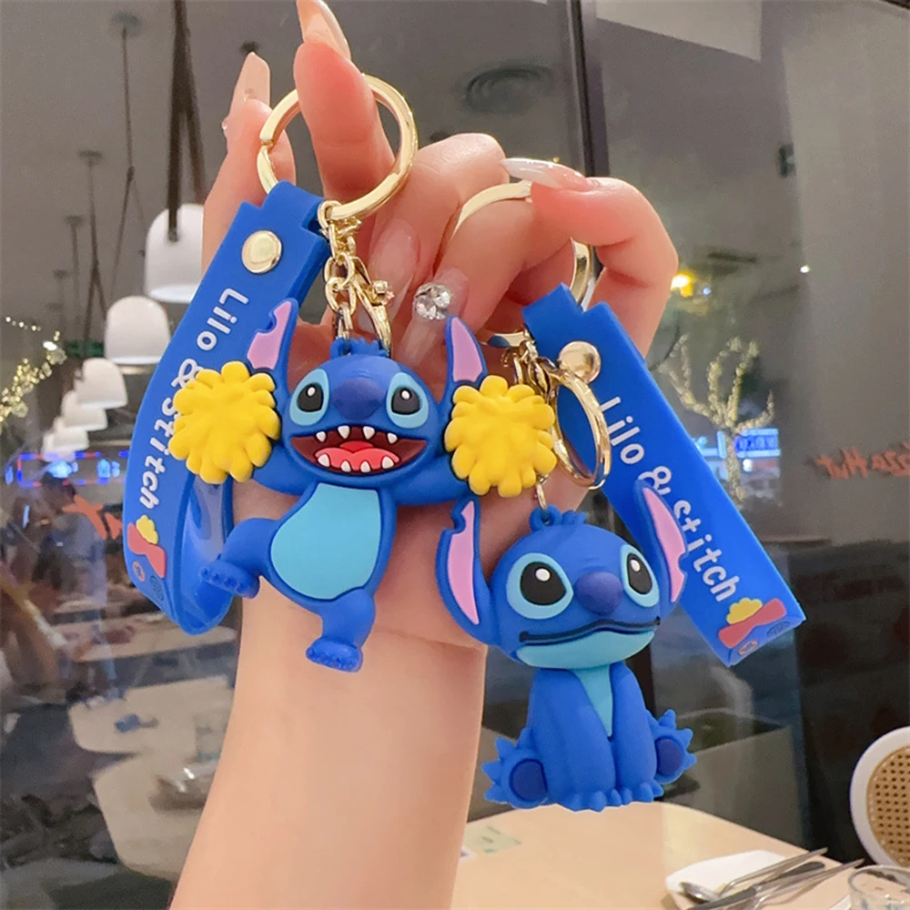 New Anime Disney Keychain Cartoon Mickey Mouse Minnie Lilo & Stitch Cute Doll Keyring Ornament Key Chain Pendant Kids Toys Gifts