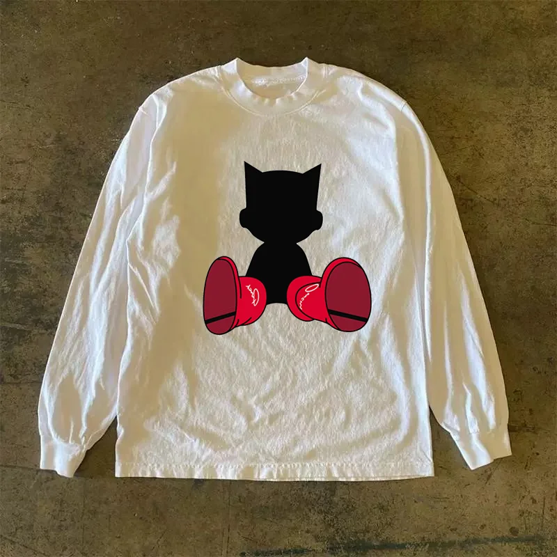 Long Sleeve 310 Pure Cotton Men's T-Shirt Upward Hero Non-Light American Style Couple's T-Shirt Youth Loose Fit Printed Tee