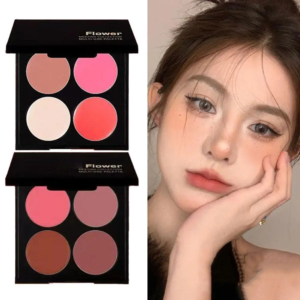 

New 4-Color Eyeshadow Palette Blusher Cream Pearl Matte Powder Pumpkin Eye Shadow Makeup Plate Facial Blush Highlighter