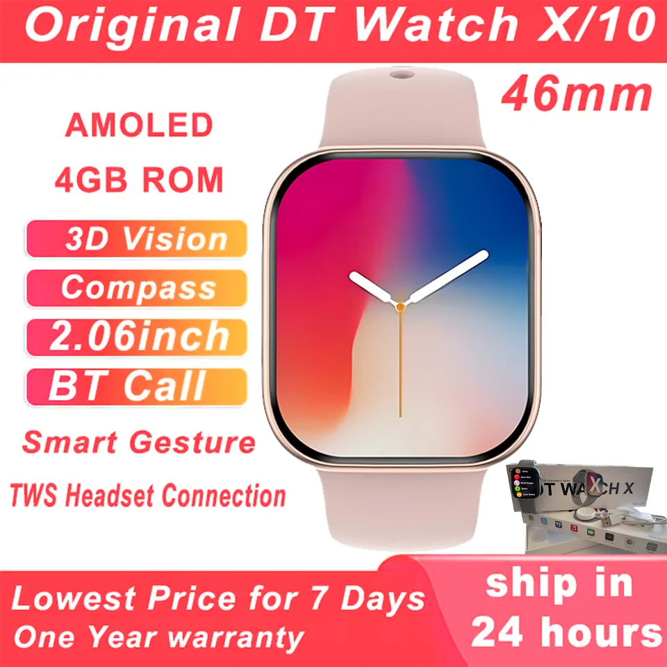 New For Apple DT Watch X10 Smart Watch 4GMemory Music Video Bluetooth Call Waterproof Smartwatches For Android IOS TWS Earphones