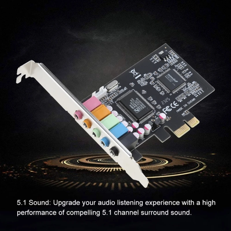 PCIe Sound Card 5.1 Internal Sound Card 3D Stereo PCI-e Card 32/64 Bit PCI for Express PC Sound Card CMI8738 Chip