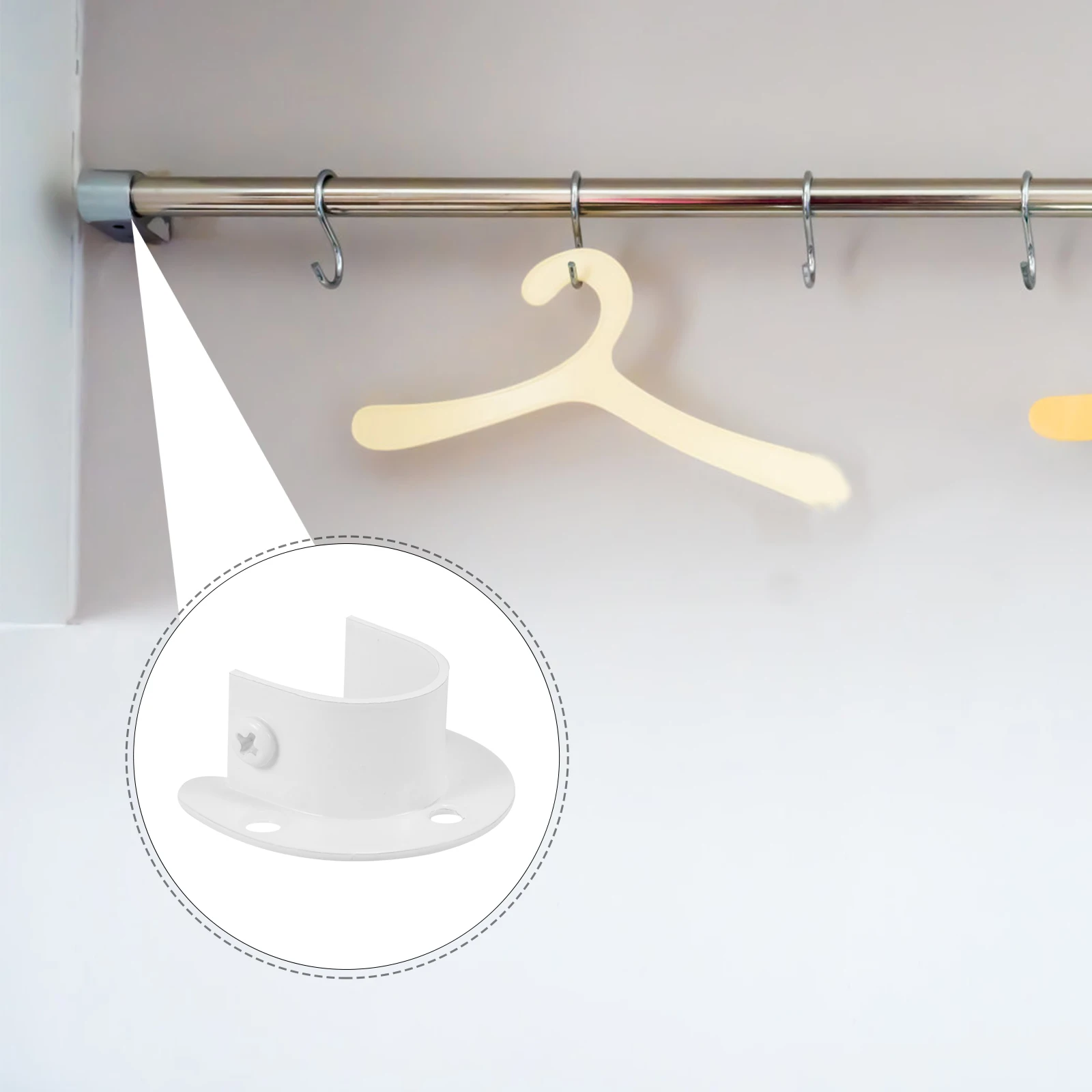 

4pcs Stainless Steel Curtain Rod Brackets 32mm White Thickened Shower Pole Socket Closet End Supports Wardrobe Bracket Rust