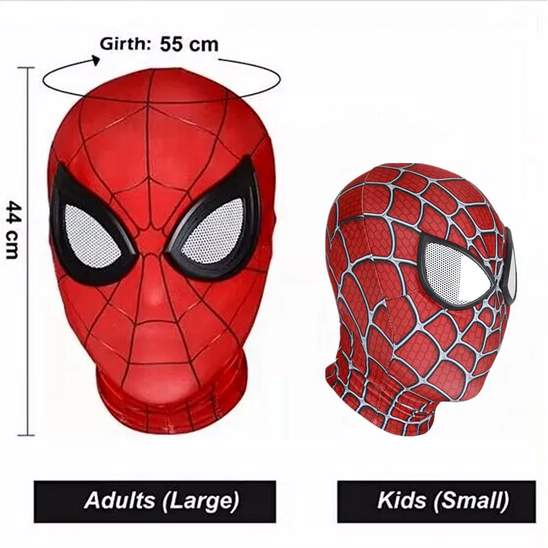 Halloween Superhero Mask Costume Adult Child 3D Spandex Headpiece Mask Peter Parker Hero Costume Photo Prop Net Tide Mask Gift