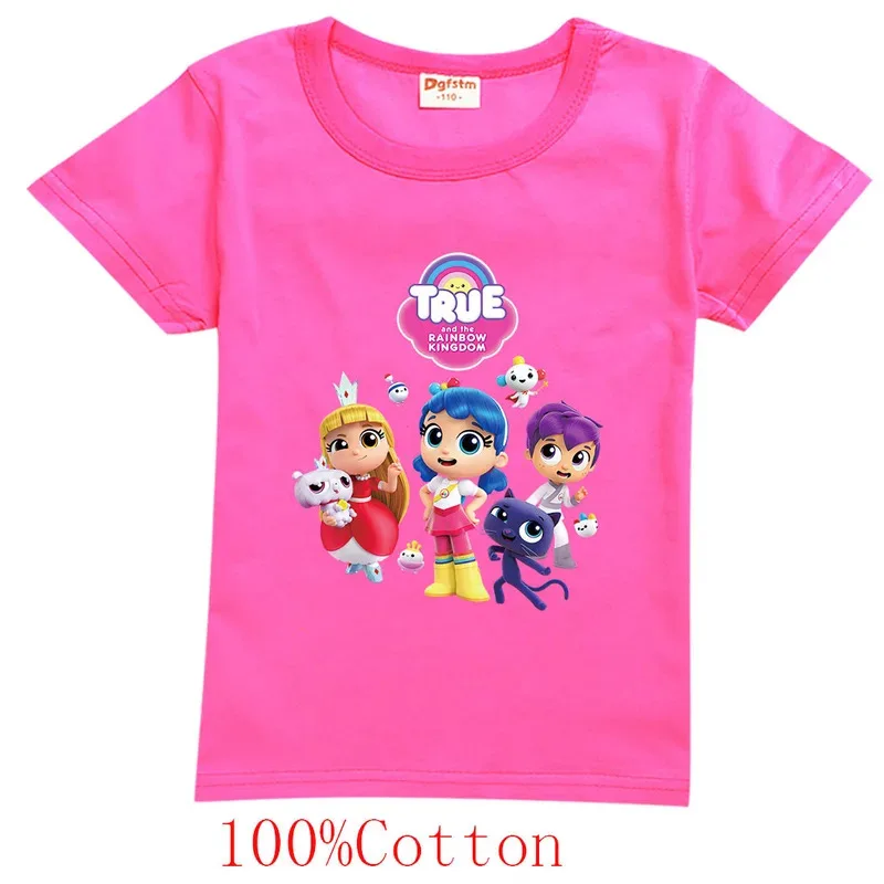Camiseta de verano 2024 True and The Rainbow Kingdom, camiseta de manga corta de algodón 100% para niños, ropa para bebés, camiseta para adolescentes y niñas