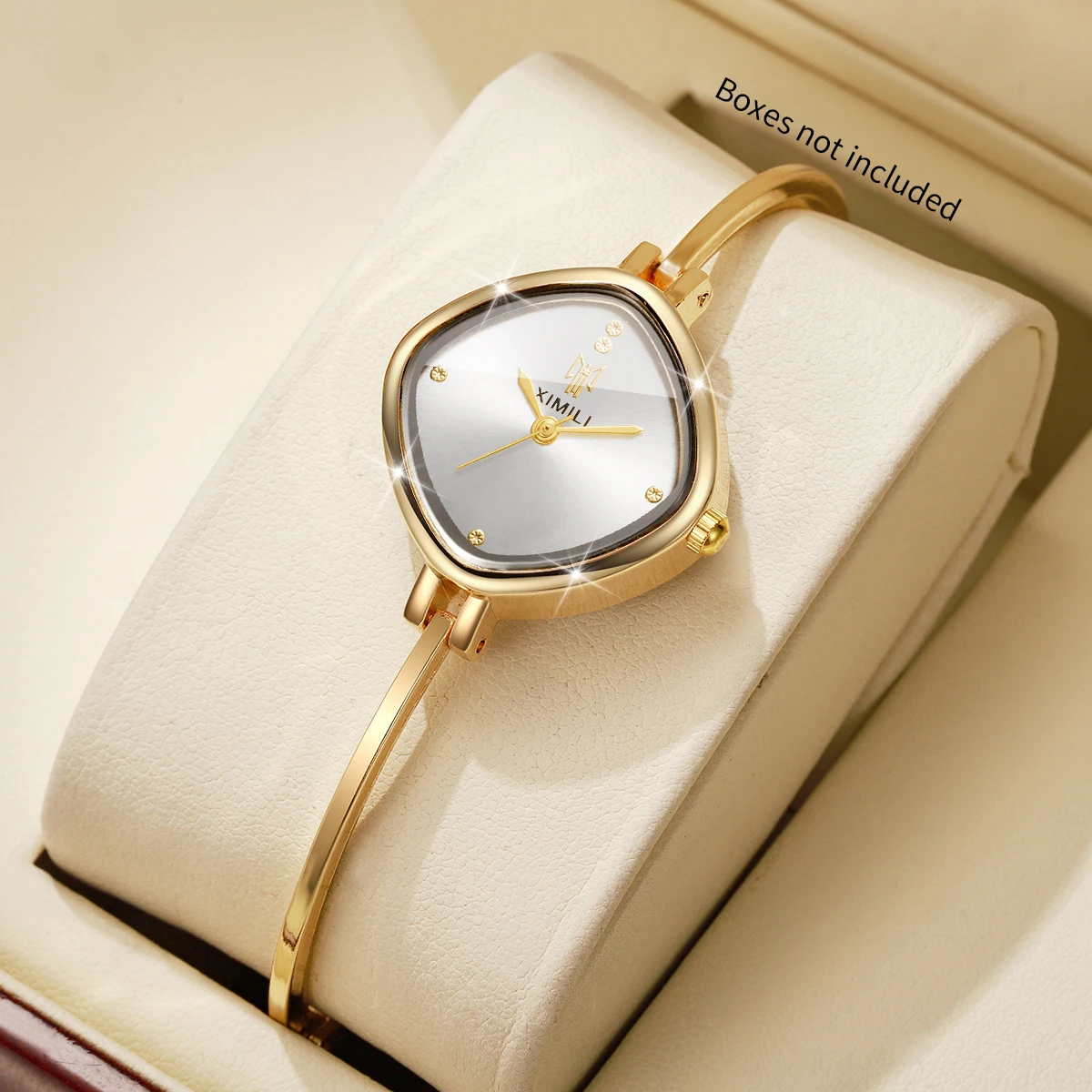 Luxury Gold Bangle Women Quartz Wrist Watch Square Dial Rhinestone Ladies Bracelet Dress Watches Relogio Feminino（Without Box）
