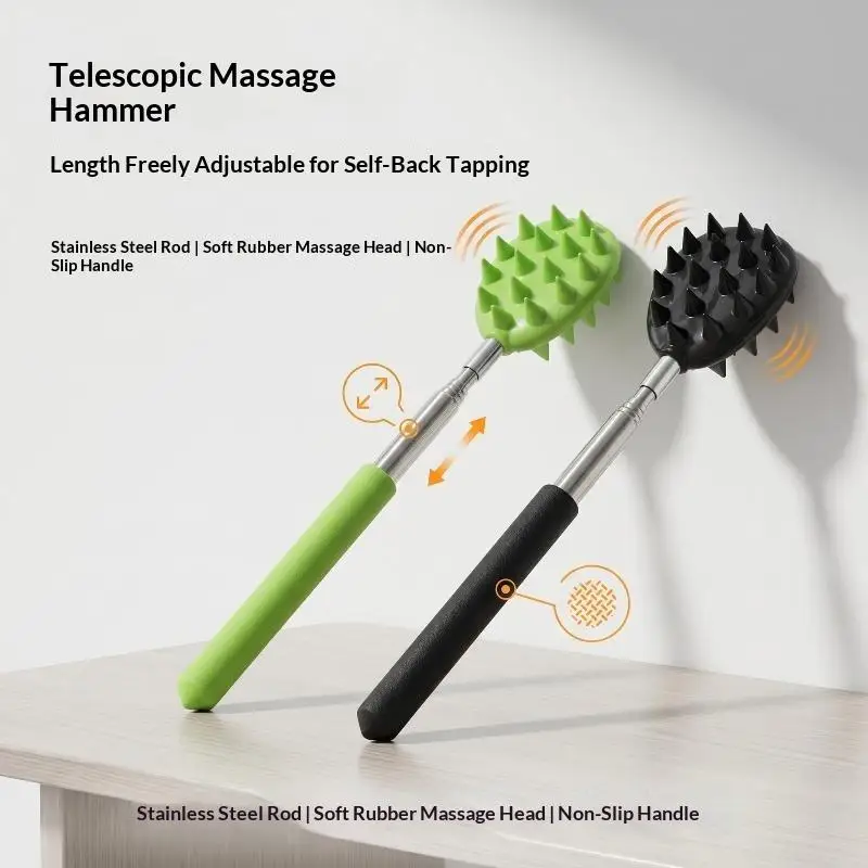 Extendable Telescopic Back Scratcher Massage Stick Soft Silicone Spike Muscle Relief Massage Tool