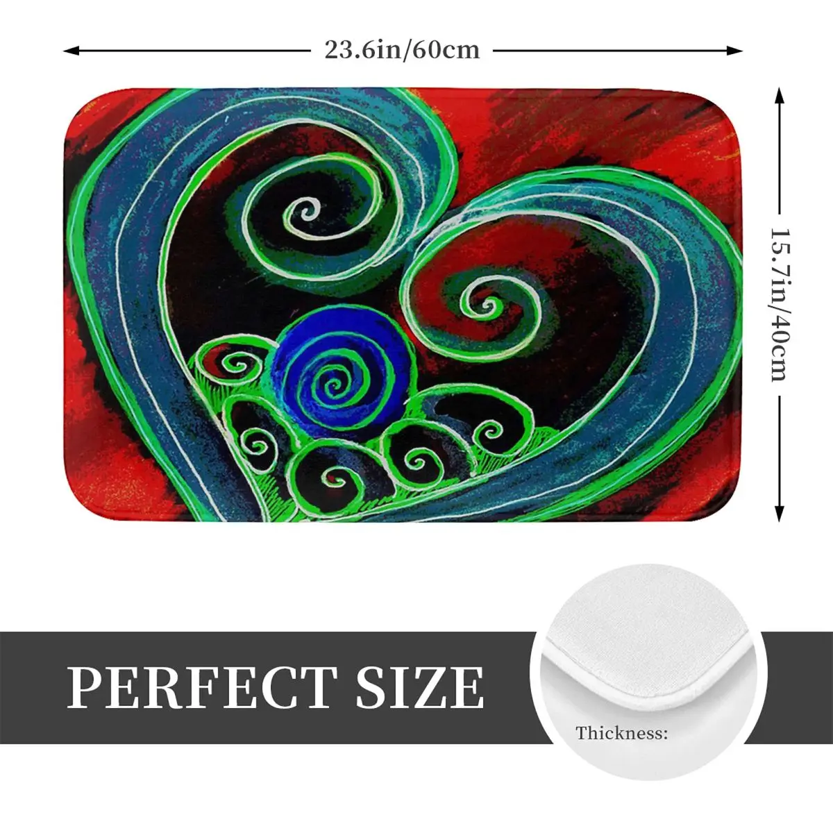 Red And Green Heart Design Non-slip Doormat Floor Mat Water oil proof Carpet Rug for Kitchen Entrance Home Bedroom Footpad Mats