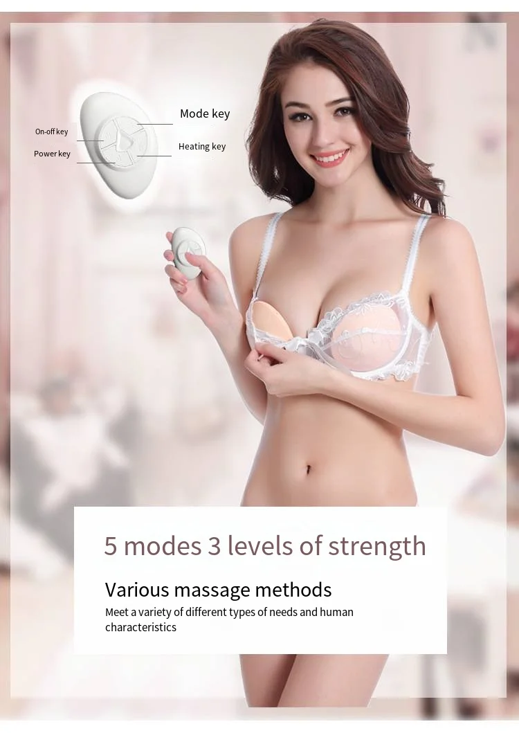 Instrumento de aumento de pecho, terapia de masaje de luz roja, almohadilla de masaje de pecho, compresa caliente, masaje de vibración inalámbrico