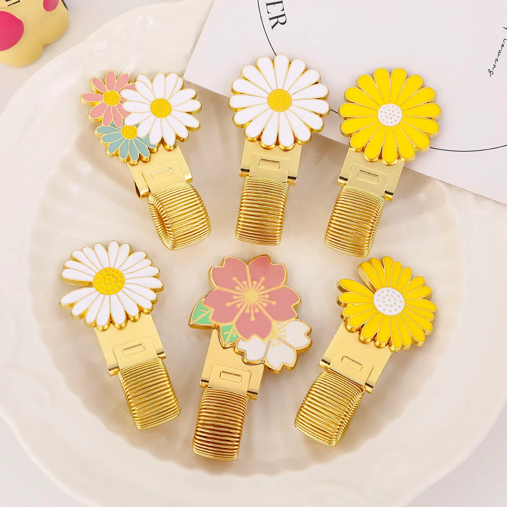 1 pcs  Pen Clip, Notebook Spring Pen Clip, Multiple Floral Designs Available, Metal Stationery Pen Clip, Office Supplies