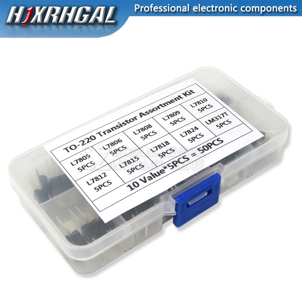 

10value*5PCS=50PCS LM317T L7805 L7806 L7808 L7809 L7810 L7812 L7815 L7818 L7824 Transistor Assortment Kit Voltage Regulator Box