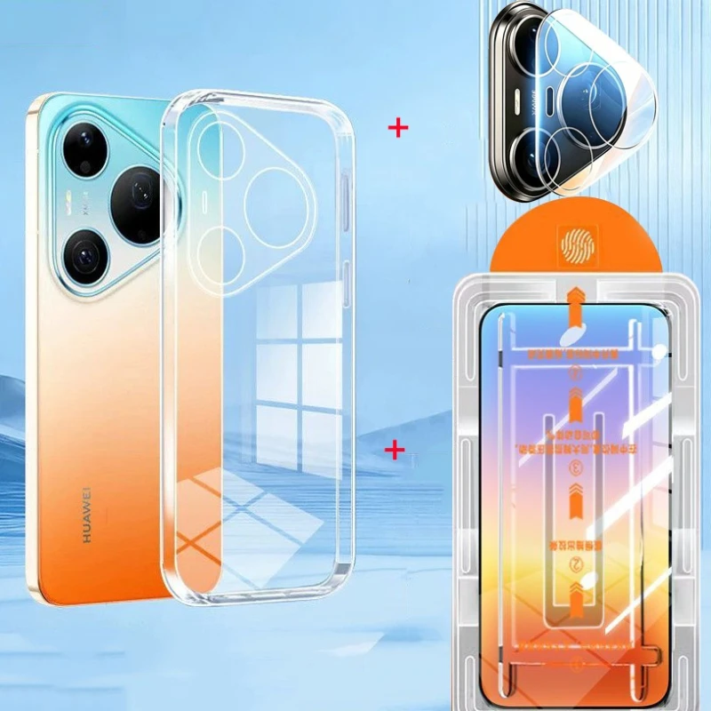 

For Huawei Pura 90 Pro Max Pura90 Camera Screen Protectors Tempered Glass Cover Locator Installation With TPU Phone Case