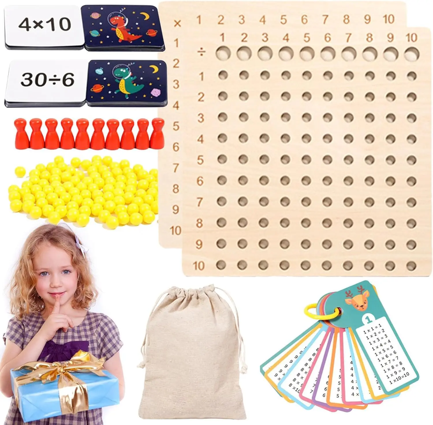 Math Multiplication Board Montessori Wooden Toys Kids Preschool Learning Educational Board Game Toys For Counting Teaching