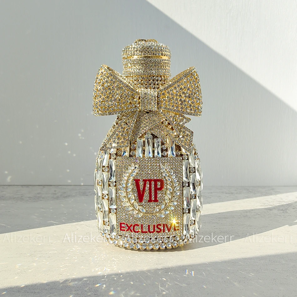 Alizekerr Champagne Bottle Shaped Crystal Clutch 7
