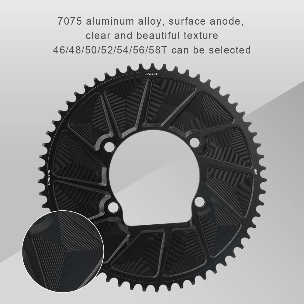 RIRO 자전거 체인 휠 110BCD 46/48/50/52/54/56/58T 자전거 크라운 체인 링 도로 자전거 Shimano 105/FC-R7000 용 단일 스프로킷