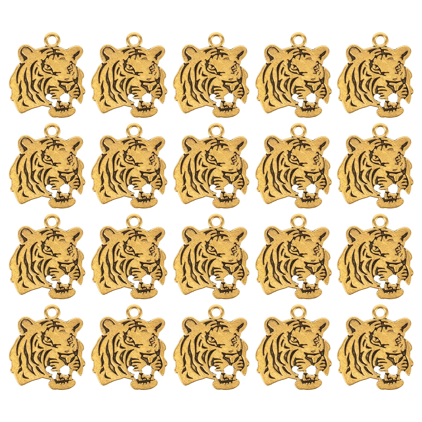 

30Pcs Unique Tiger Head Pendant Alloy Charm Set for DIY Jewelry Making Crafts Sweater Chain Anklet Keychain Decoration