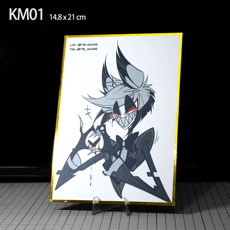 Anime  Alastor Hotel Lucifer Morningstar Official 14cm Laser Color Paper Sign Apple Radio Stand Birthday Gifts Collection