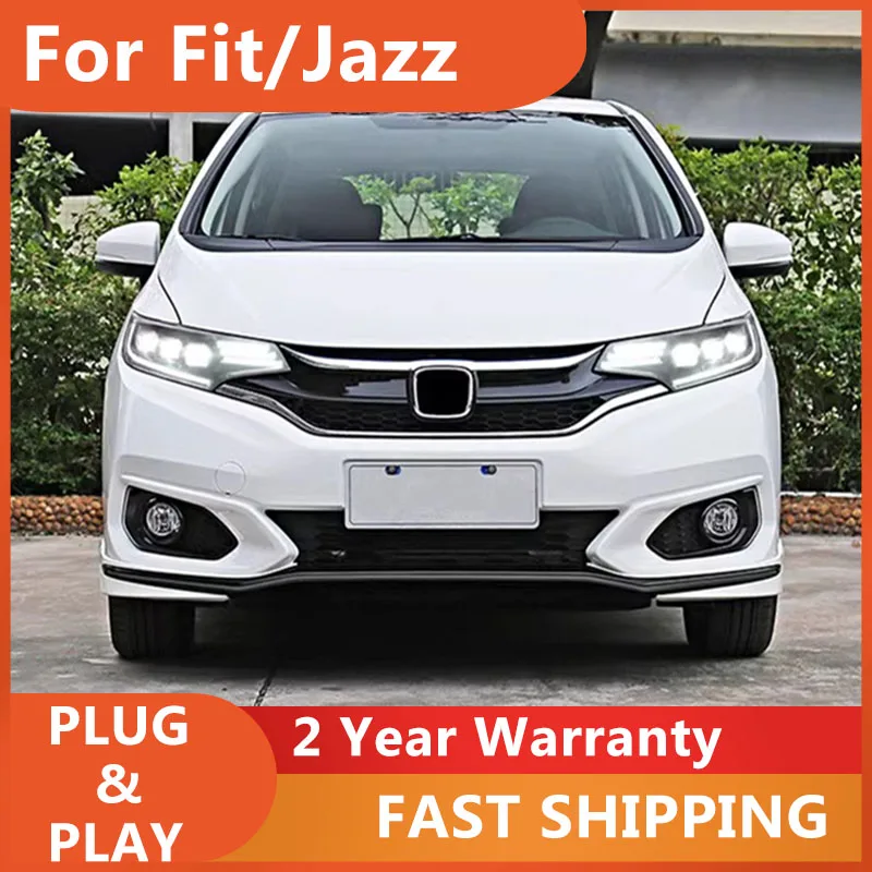 Car Accessories for Honda Fit Head Lamp 2014-2018 Jazz Headlamp DRL Dynamic Turn Signal High Beam Projector Lens