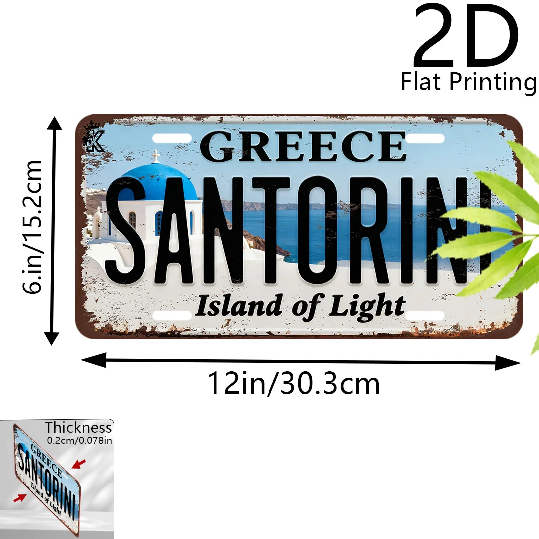 2D Flat, 1pc 2D Flat Poster - 1 Vintage Aluminum License Plate | 6