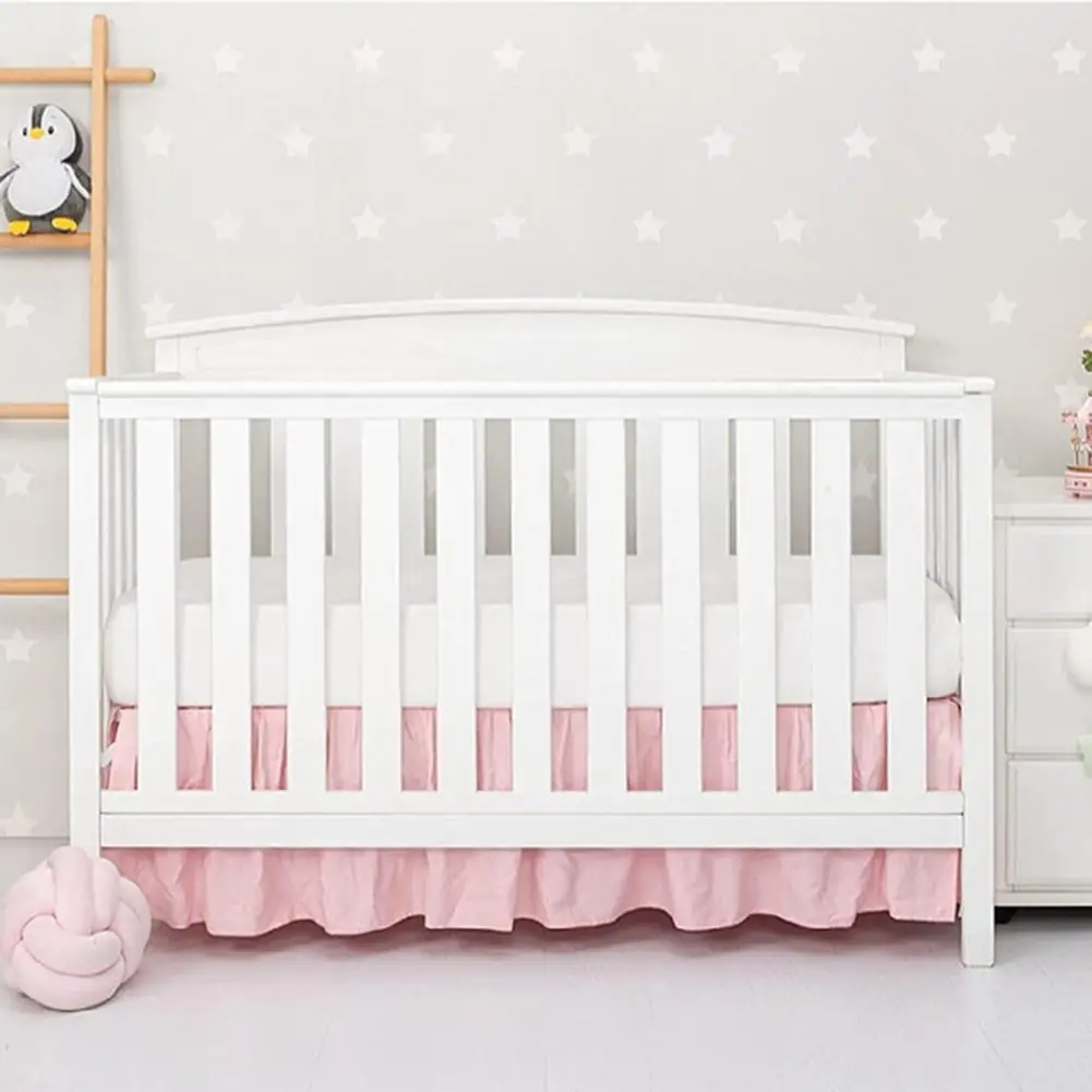 Bed Dust Cover Easy Installation Baby Crib Bed Skirt Soft Elastic Toddler Crib Bedding Skirt for Bedroom