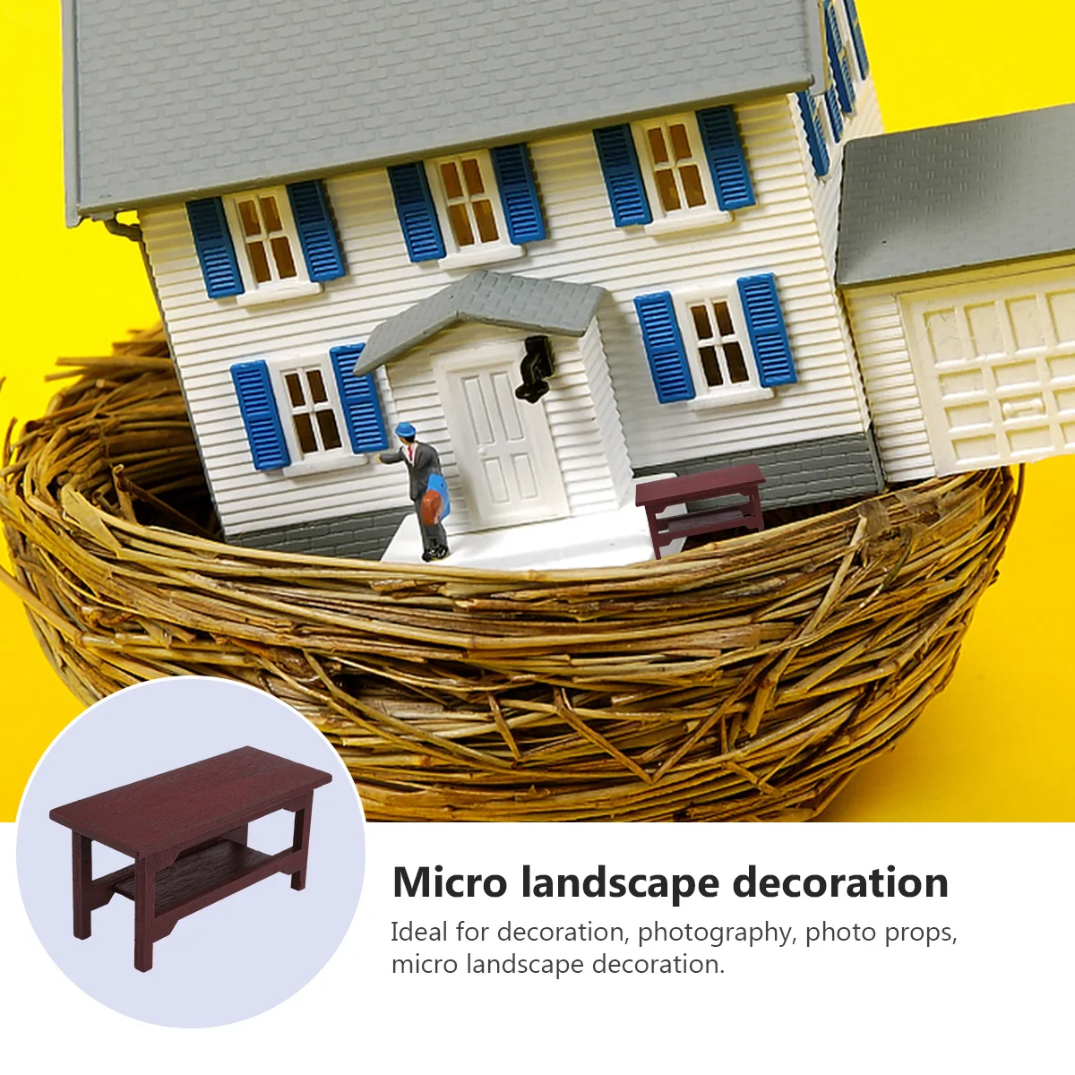 Mini escritorio de madera de estilo chino para decoración del hogar, juegos de muebles, microadornos para paisajismo, dormitorio, sala de estar, 2 uds.