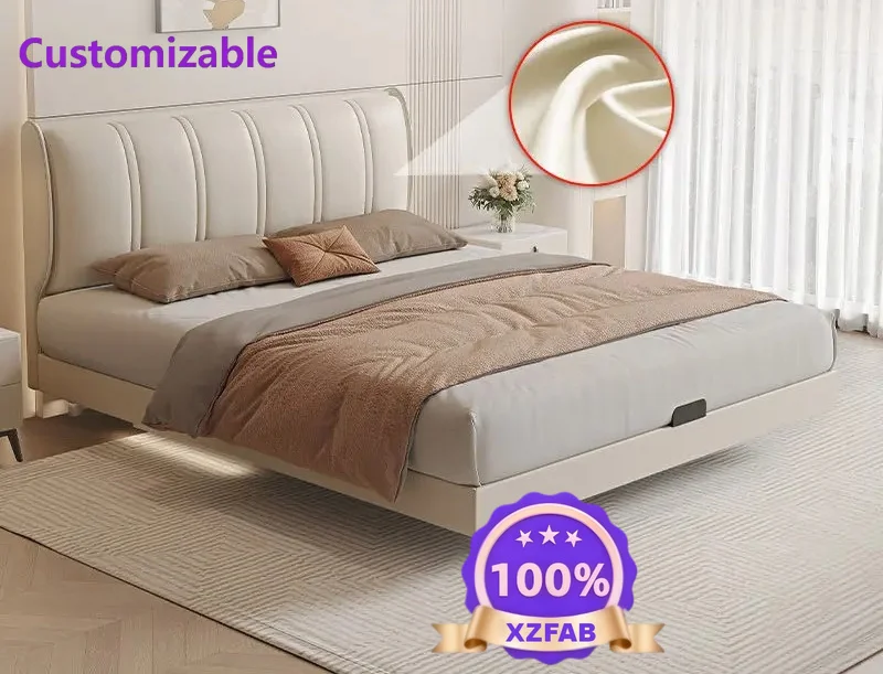 Factory Direct 2026 Suspended bed Master bedroom double bed Light luxury Nordic 1.2m modern simple soft bag leather bed French