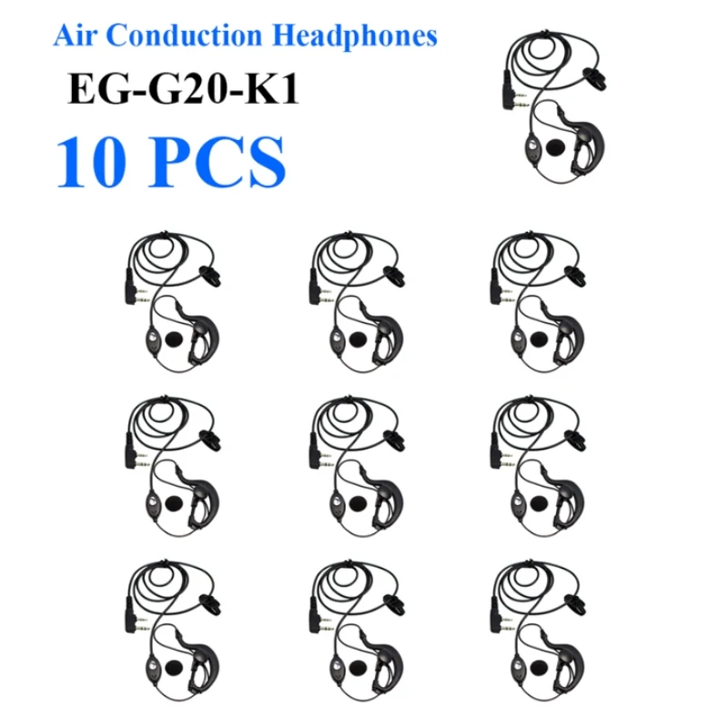 10PCS EG-G20-K1 Universal K-Plug Earpiece Headset for Walkie Talkie 2-Way Radio, G-Shape Ear Hook