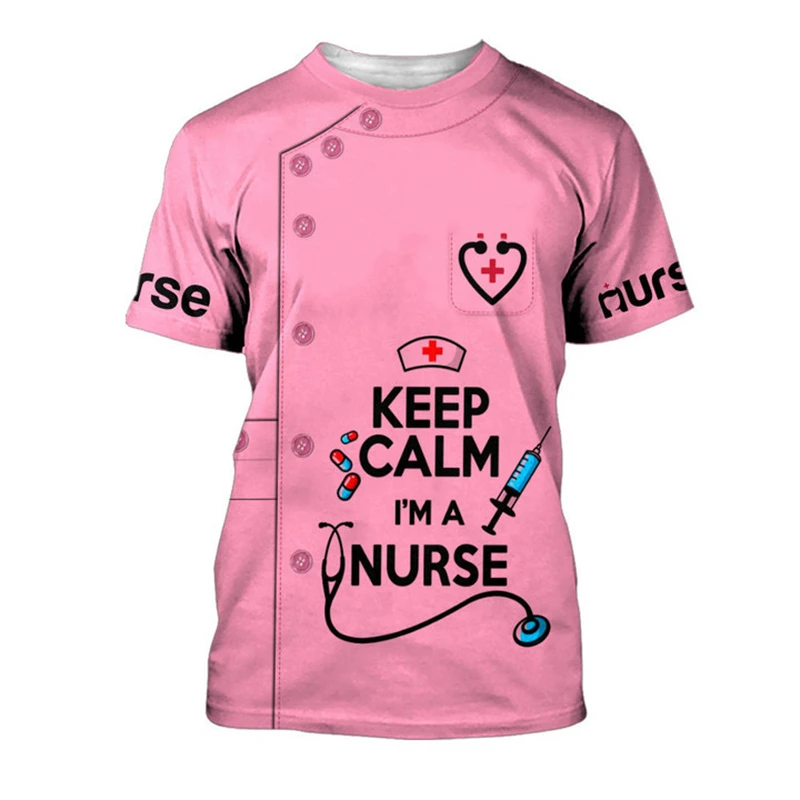 Cosplay Nurse Doctor T Shirt Men Women 3D Dental Tools Graphic O-Neck T-Shirt Clothing Funny Kid Casual Short Sleeve Top Uniform