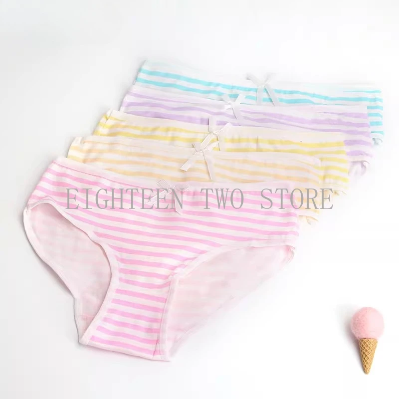 

Striped Pants Japanese Women's Underwear with Elastic Waistband Soft Feminine Cotton Shcool Girl Student Lingerie Briefs Cosplay
