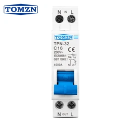 TOMZN 18MM TPN 1P+N Mini Circuit Breaker MCB 6A 10A 16A 20A 25A 32A Din Rail Mounting Miniature Household Air Switch