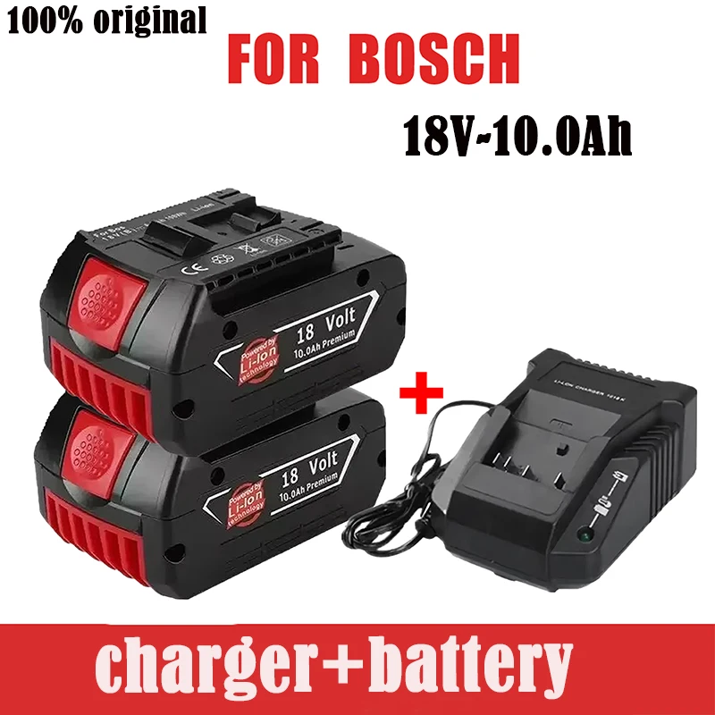 Bosch18V10Ah lithium-ion battery for electric drilling rig BAT609 BAT609G BAT618 BAT618 18650 Rechargeable battery+charger