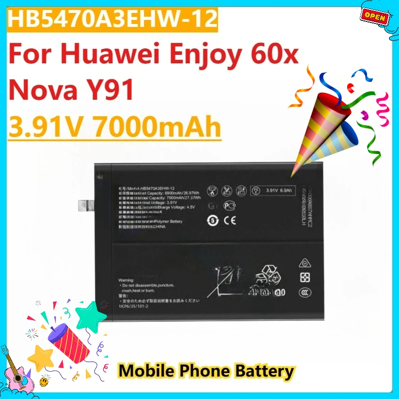 

Новый сменный аккумулятор для мобильного телефона 3,91 В 7000 мАч HB5470A3EHW-12 для Huawei Enjoy 60x Nova Y91