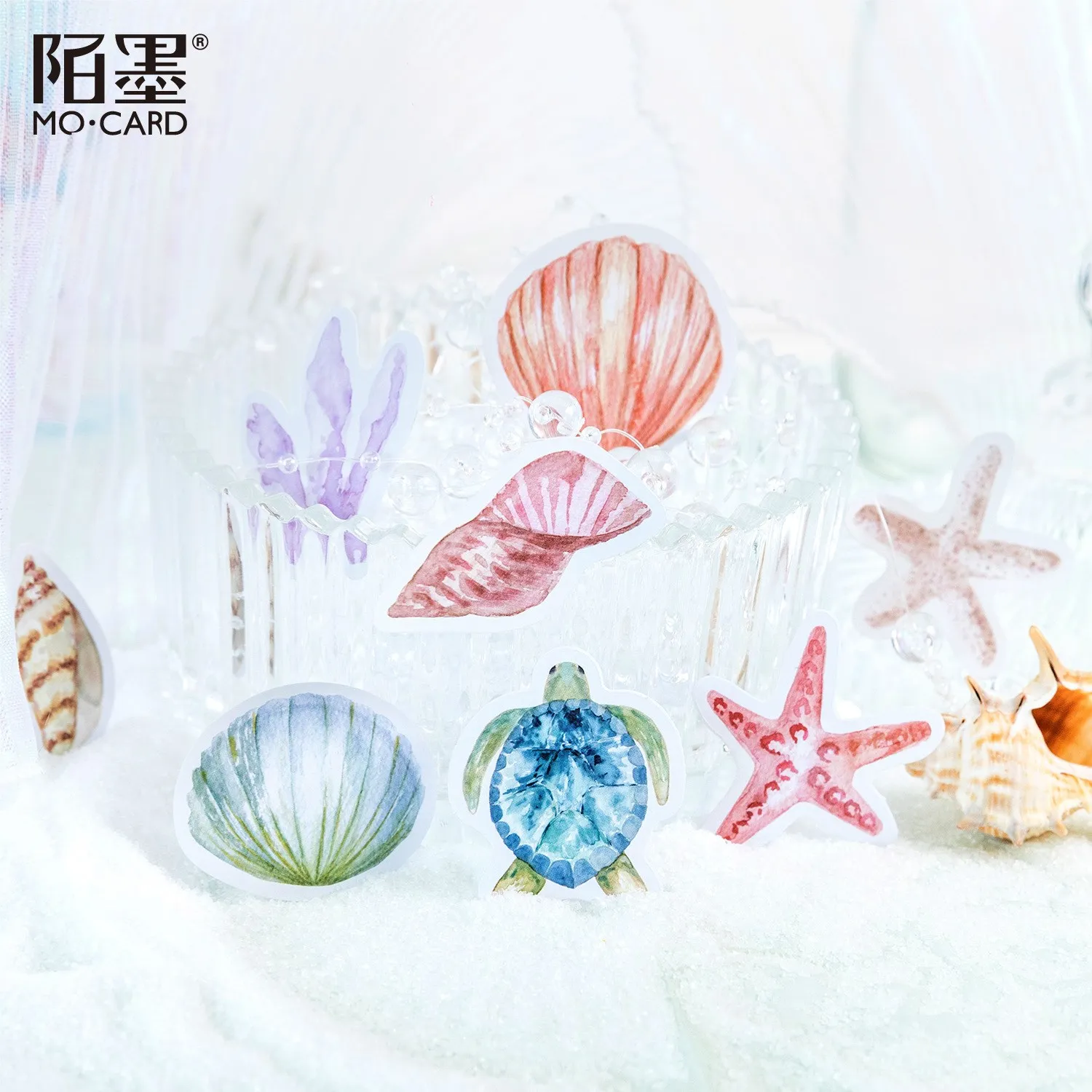 46 Pcs/box Sea Shell Aesthetic Diary Travel Paper Junk Journal Stickers Scrapbooking Stationery Sticker Flakes Art Supplies