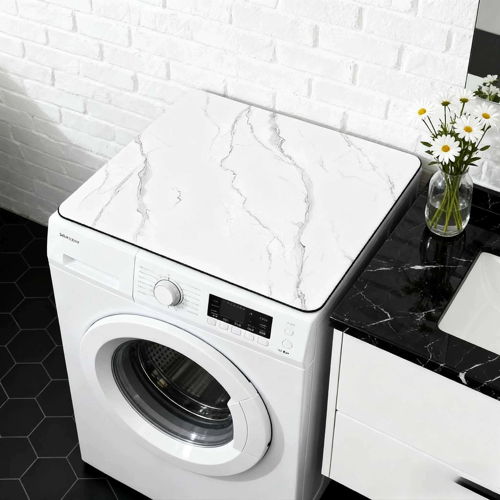 Simple square striped diatomaceous earth anti-slip mat for washing machines absorbent water suitable for appliance storage