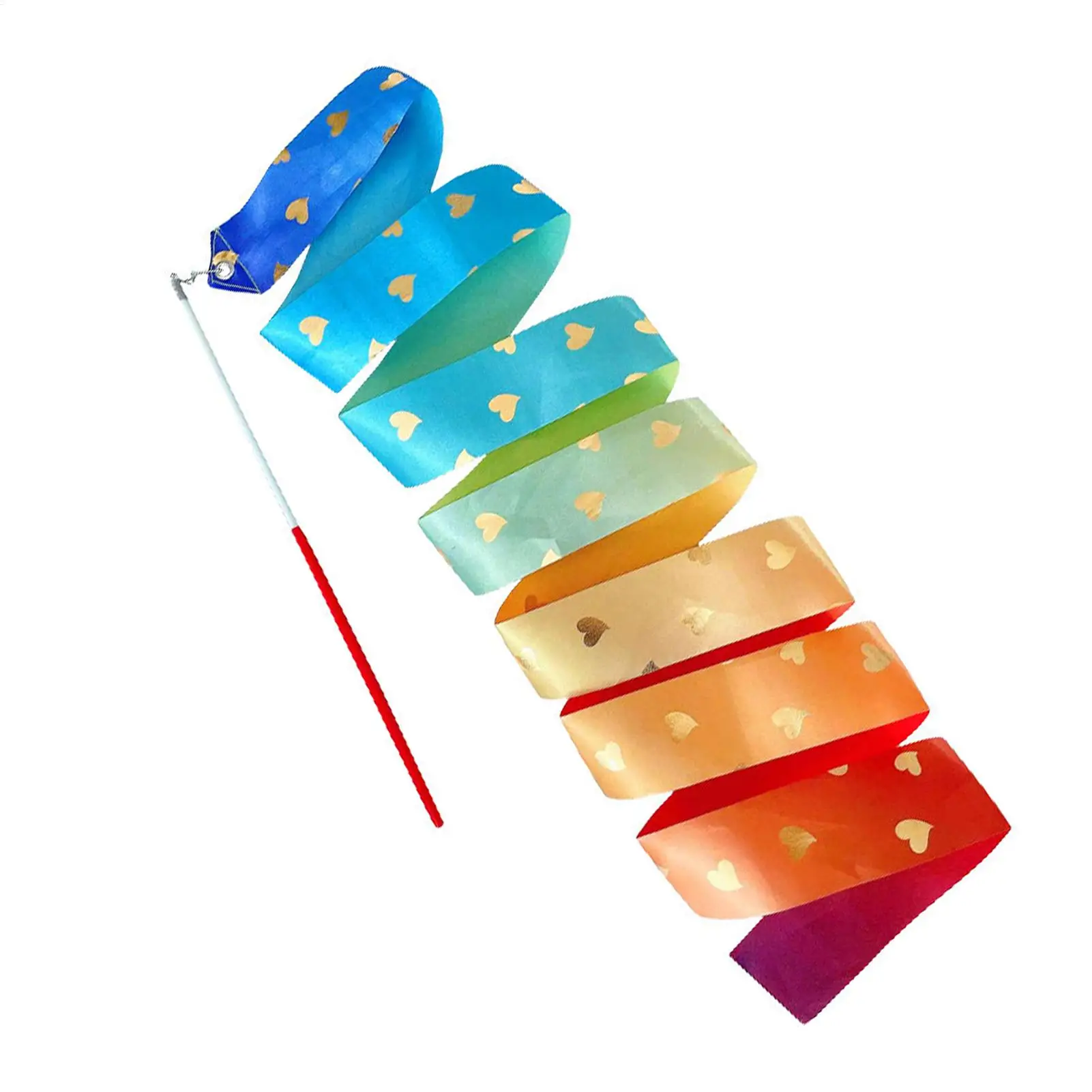 2M Rhythmic Gymnastics Ribbon Vibrant Color Soft Smooth Flexible Dancer Wand Twirling Dance Streamer Colorful Love Gradient