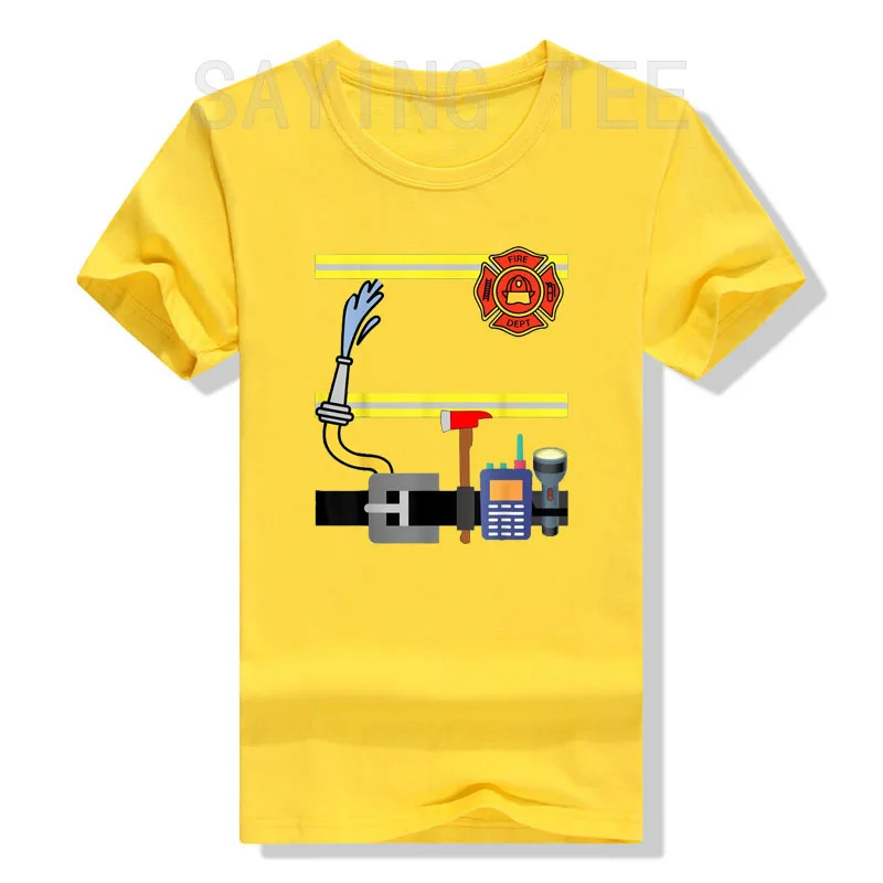 Feuerwehrmann Halloween DIY Feuerwehruniform Lazy Kostüm Anzieh-T-Shirt Y2k Fantastisches Feuerwehrmann-Grafik-T-Shirt Persönlichkeits-Streetwear – Detail 18