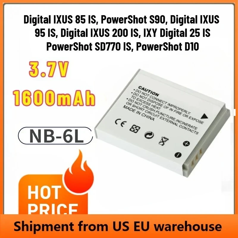 

For Canon Power-shot For IXUS 310 SX240 SX275 SX280 SX510 SX500 HS 95 D10 D20 D30 NEW2/3/4PCS 3.7V 1600mAh NB-6L Battery