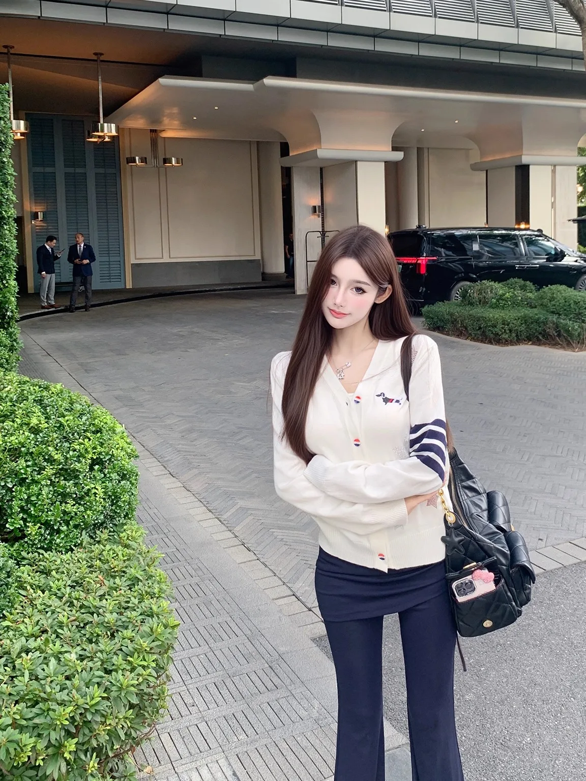 

Luna New Star Design Diamond Knitted Open Cardigan Long Sve Women's Regular Length Faionable Autumn Winter Sweater