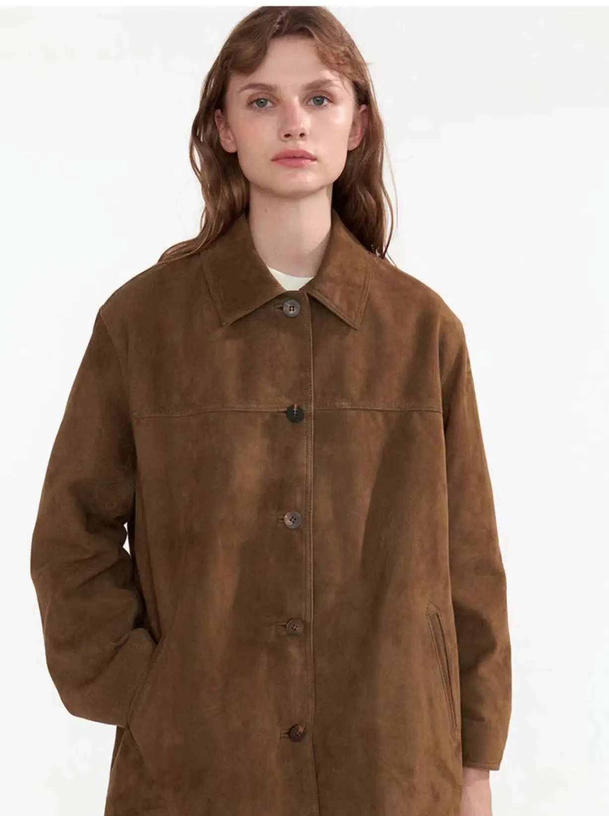 Leder Jaet Casual Sle Small Batch Damen Ort Mantel Erste Schicht Rindsleder Wintersaison Faion Damenbekleidung